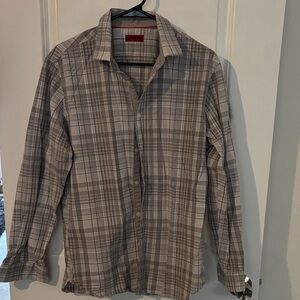 Alfani Men's Casual Plaid Shirt - Gray and White